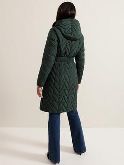 Phase Eight Hollie Midi Puffer Coat, Dark Green - view 2, Black