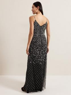 Phase Eight Alexia Sequin Dress, Black/Silver - view 2, Black/Silver