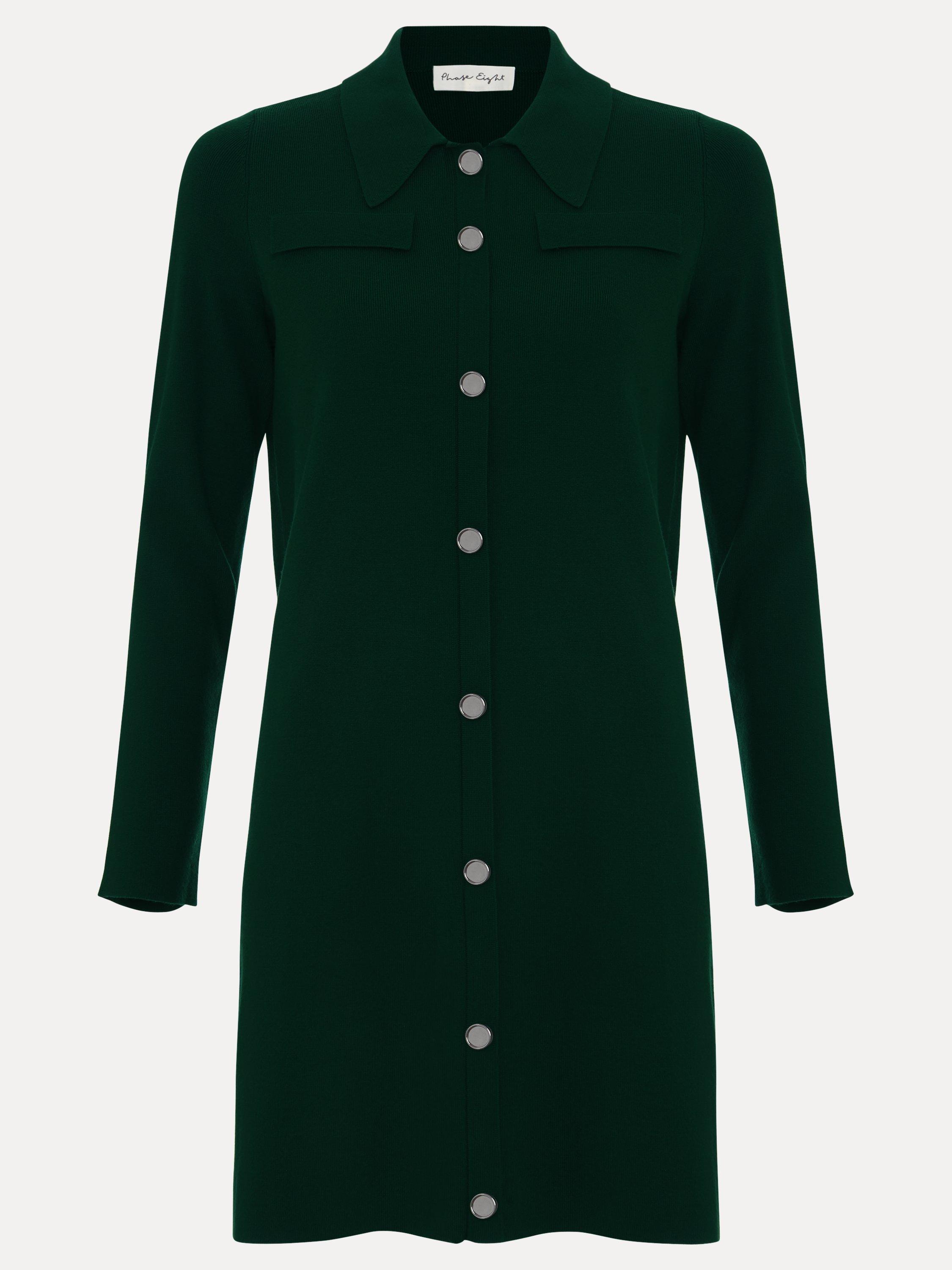 Product image 5 of 9, which shows Phase Eight Azealia Mini Shirt Dress, Green, 6