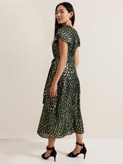 Phase Eight Lilani Dress, Dark Green/Gold - view 2, Dark Green/Gold