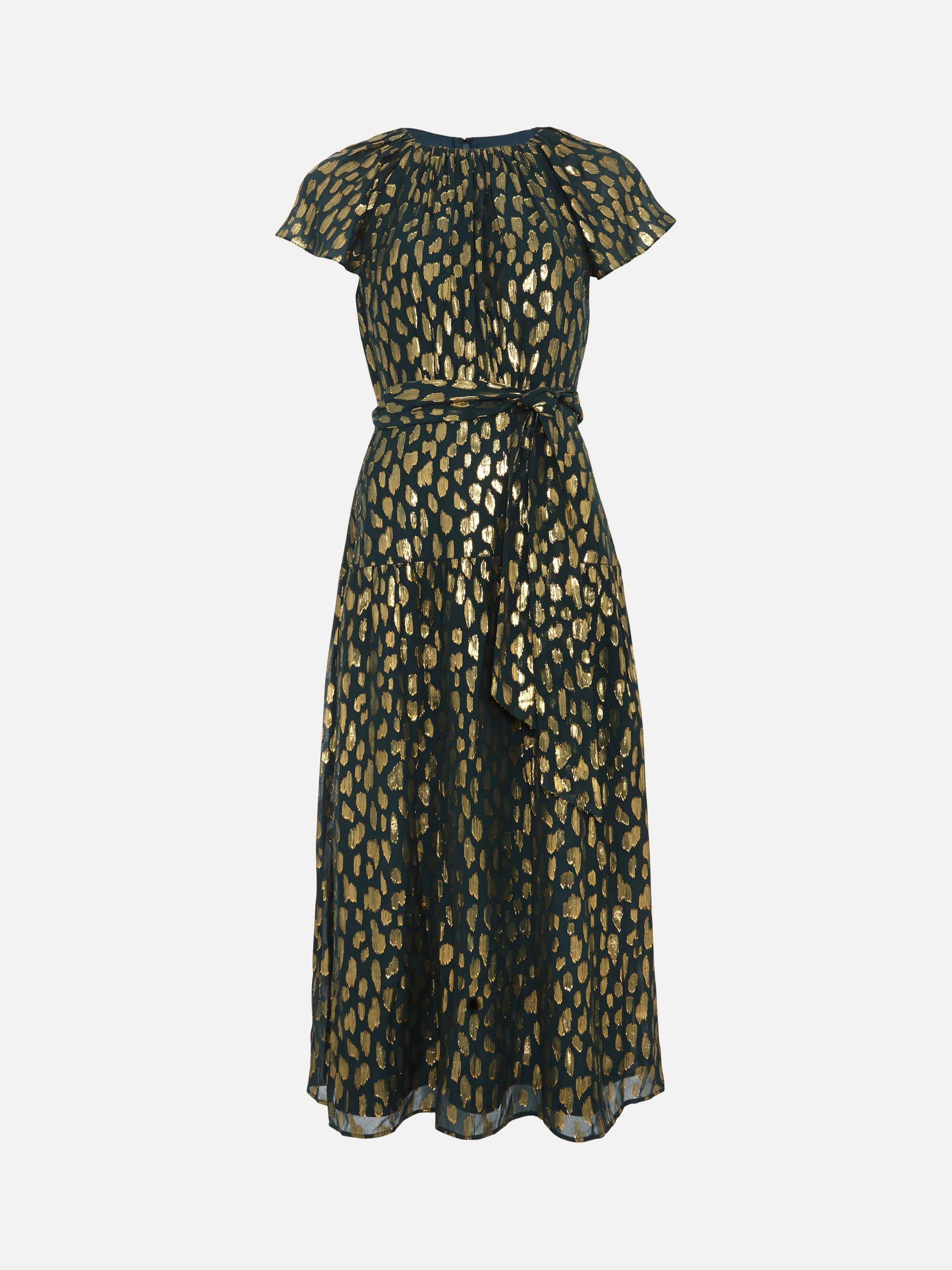 Product image 5 of 7, which shows Phase Eight Lilani Dress, Dark Green/Gold, 12