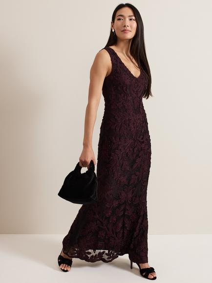 Phase Eight Montee Dress, Burgundy, Burgundy