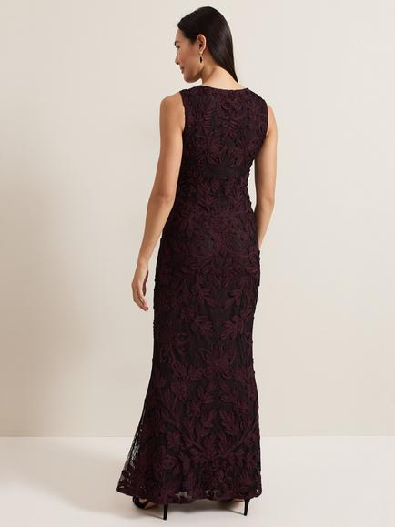 Phase Eight Montee Dress, Burgundy - view 2, Burgundy