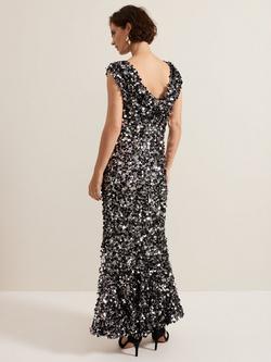 Phase Eight Nina Sleeveless Sequin Maxi Dress, Silver - view 2, Silver
