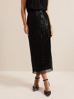 Phase Eight Mauve Midi Skirt, Black, Black