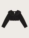 Monsoon Kids' Oversized Collar Cropped Cardigan, Black