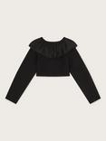 Monsoon Kids' Oversized Collar Cropped Cardigan, Black