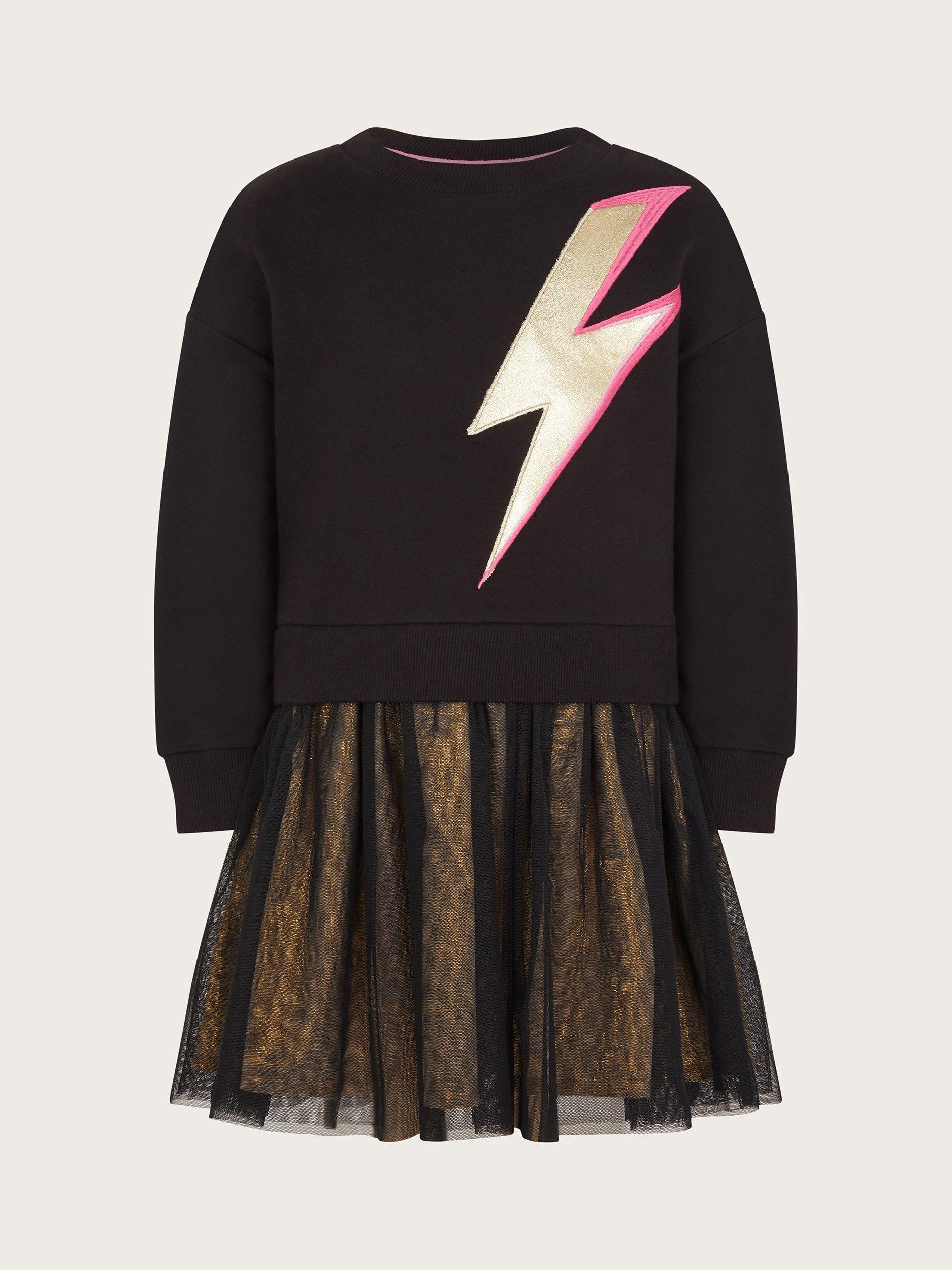 Monsoon Kids' Lightning Tulle Dress, Black