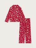 Monsoon Kids' Christmas Print Pyjama Set, Red/White