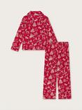 Monsoon Kids' Christmas Print Pyjama Set, Red/White