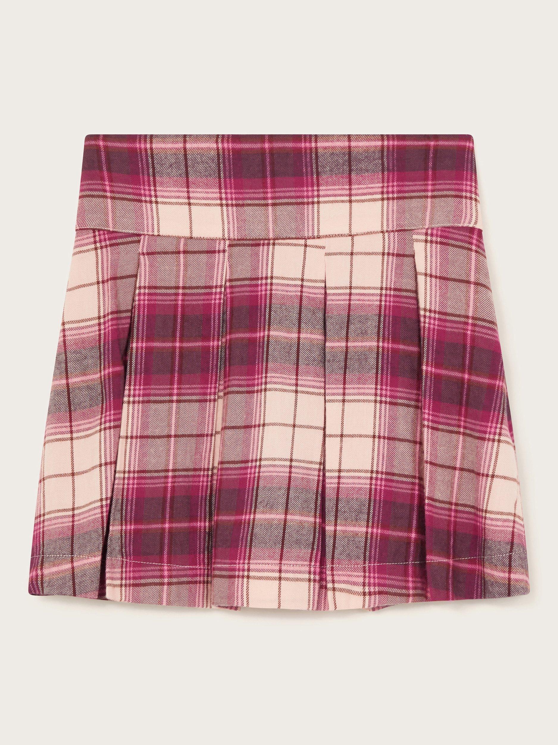 Monsoon Kids' Pleated Tartan Skort, Pink
