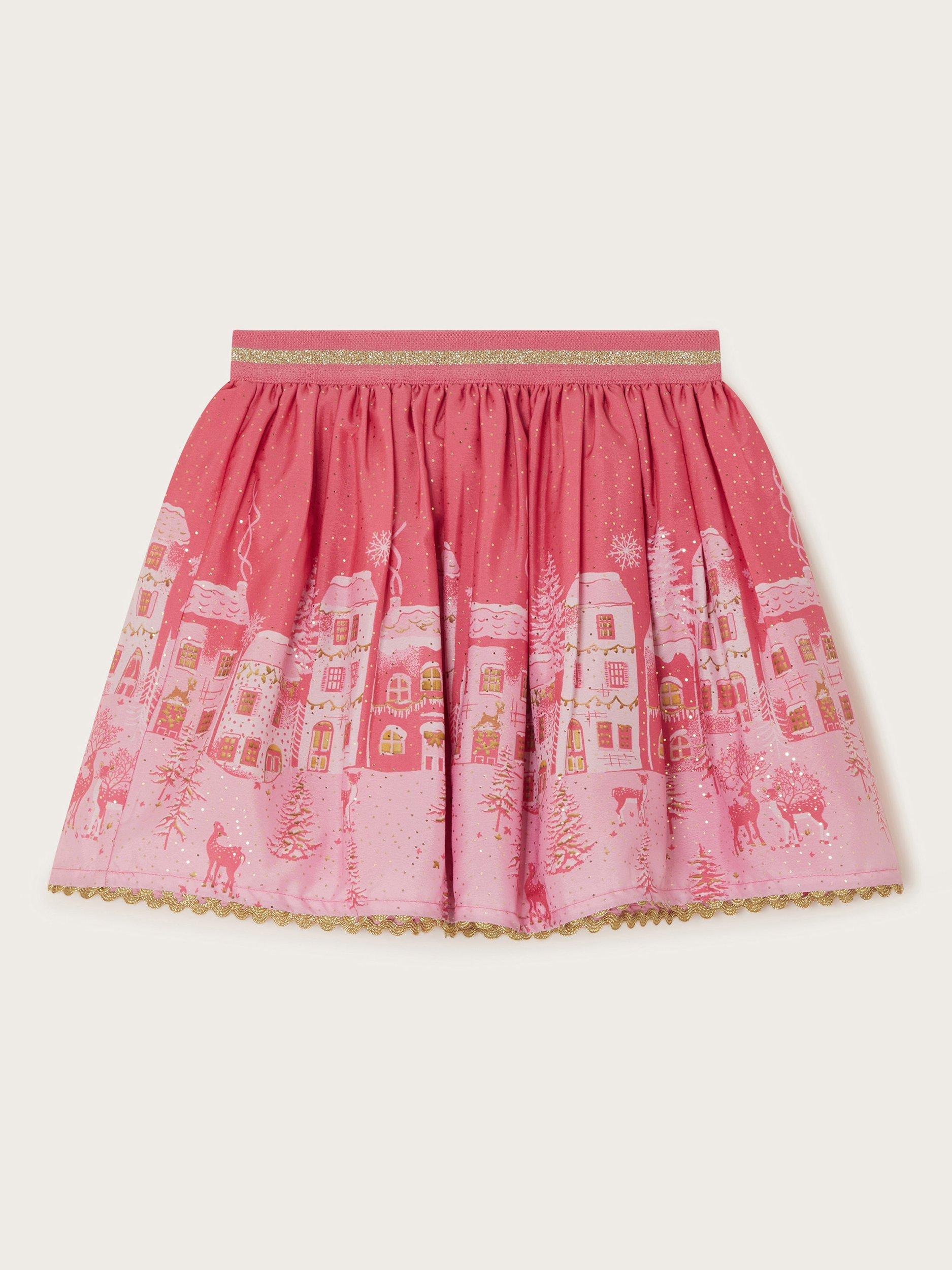 Monsoon Kids' Xmas Street Skirt, Pale Pink