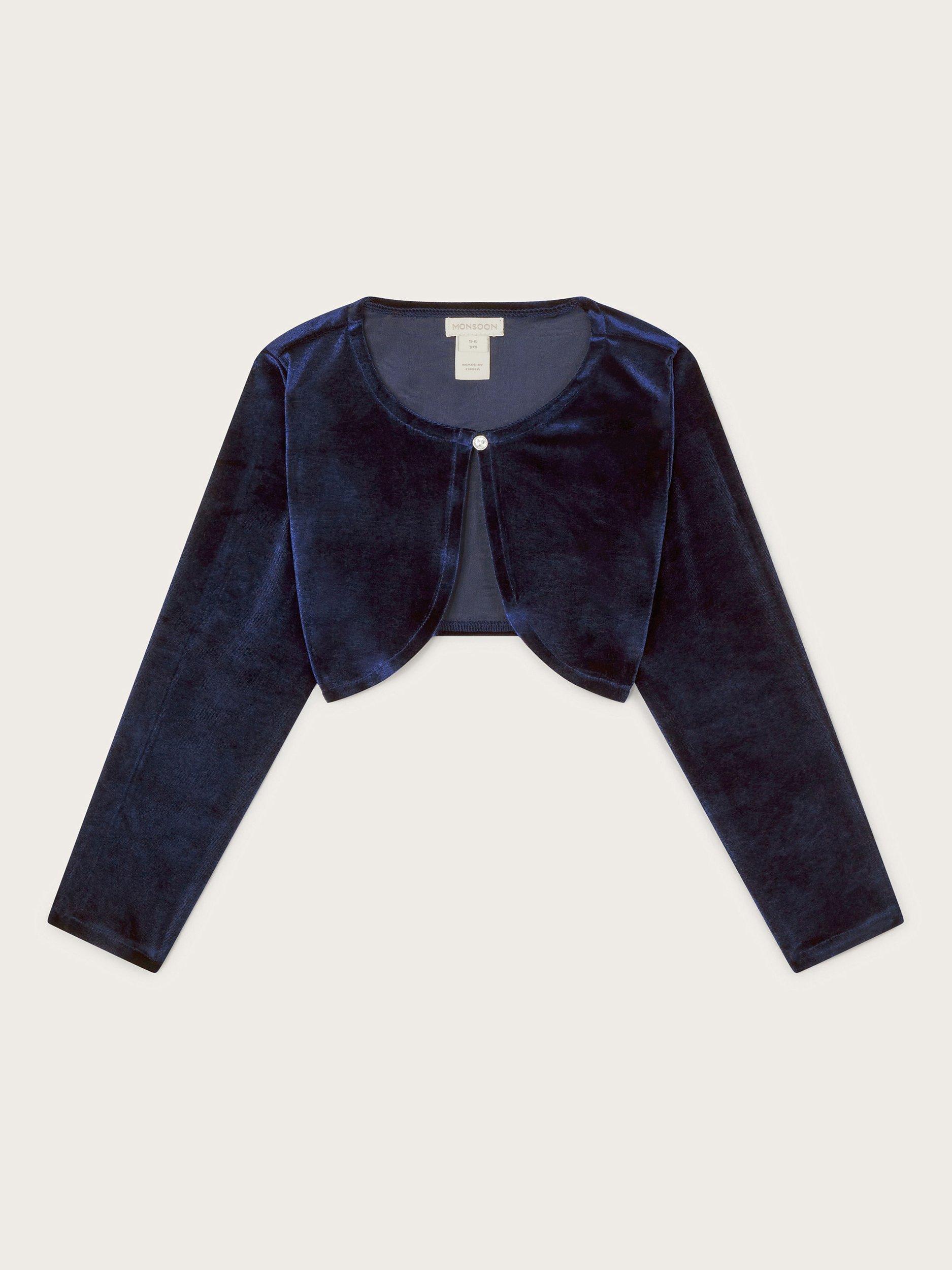 Monsoon Kids Niamh Velvet Cardigan Navy