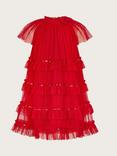 Monsoon Kids' Ruffle Trapeze Dress, Red