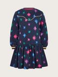 Monsoon Kids' Cotton Star Dress, Black/Multi