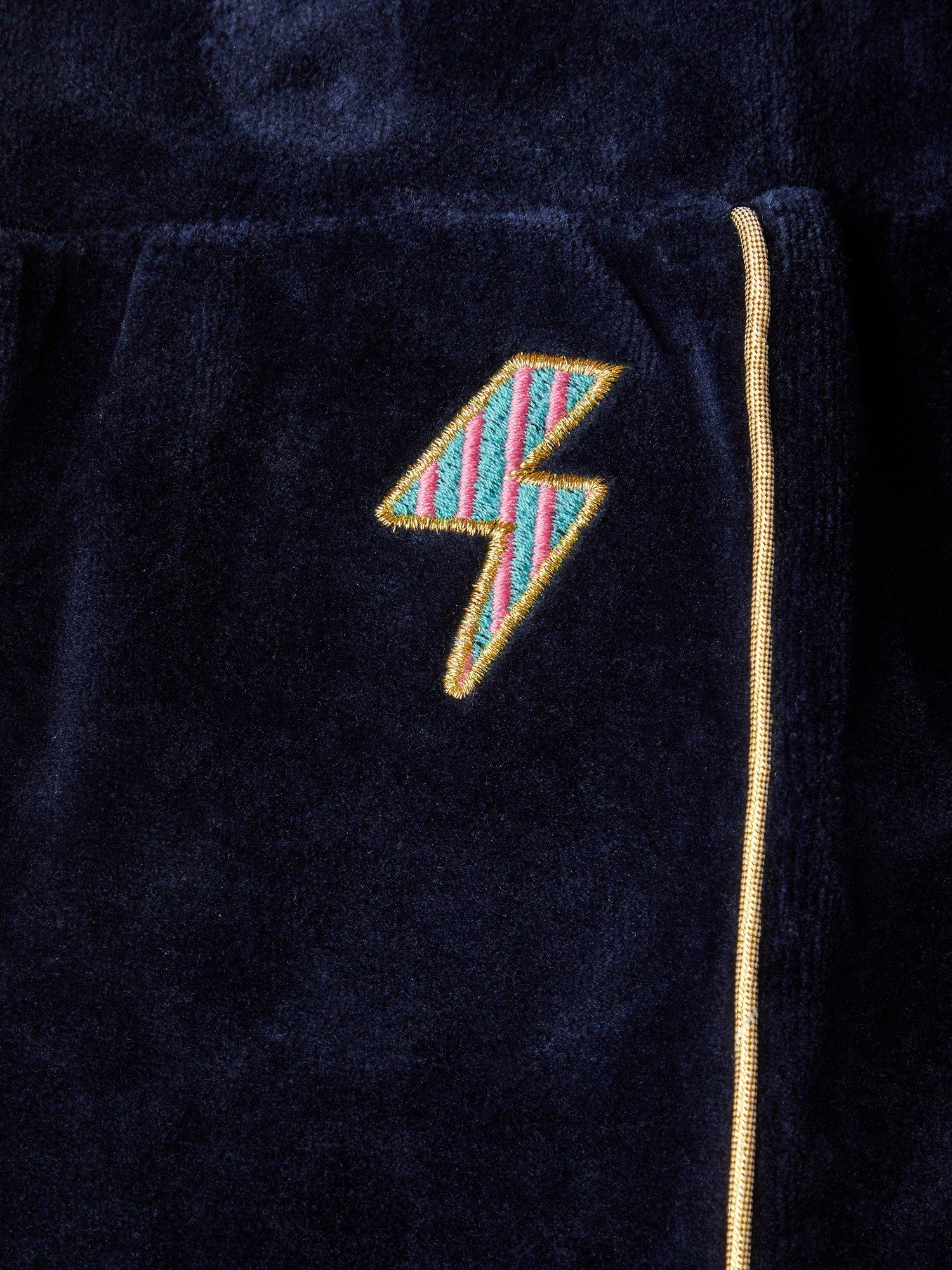 Product image 3 of 3, which shows Monsoon Kids' Velour Joggers, Navy, 3-4 years