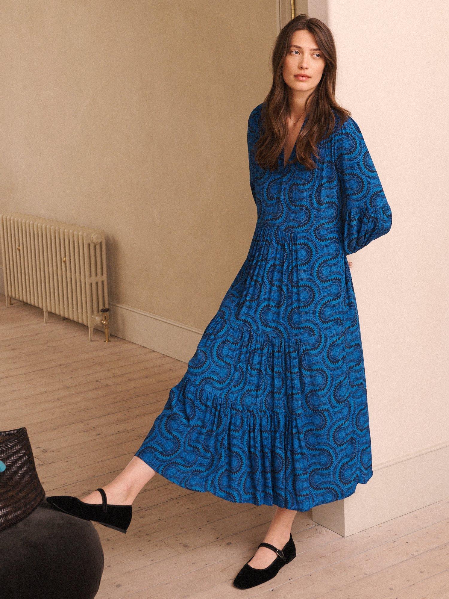 Product image 3 of 9, which shows NRBY Cassidy Batik Dress, Blue/Black, XS