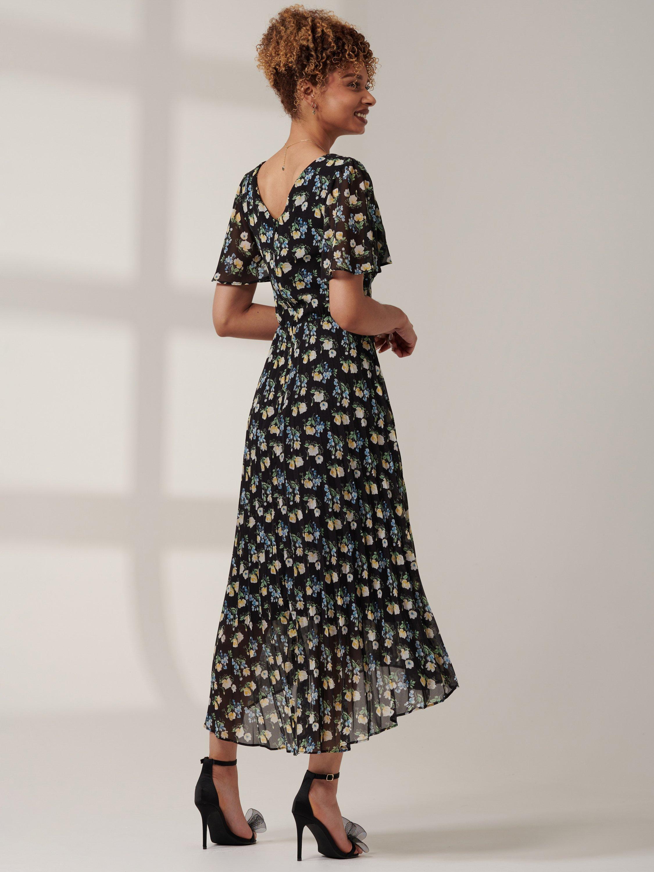 Product image 2 of 7, which shows Jolie Moi Meagan Floral Chiffon Maxi Dress, Black, 8