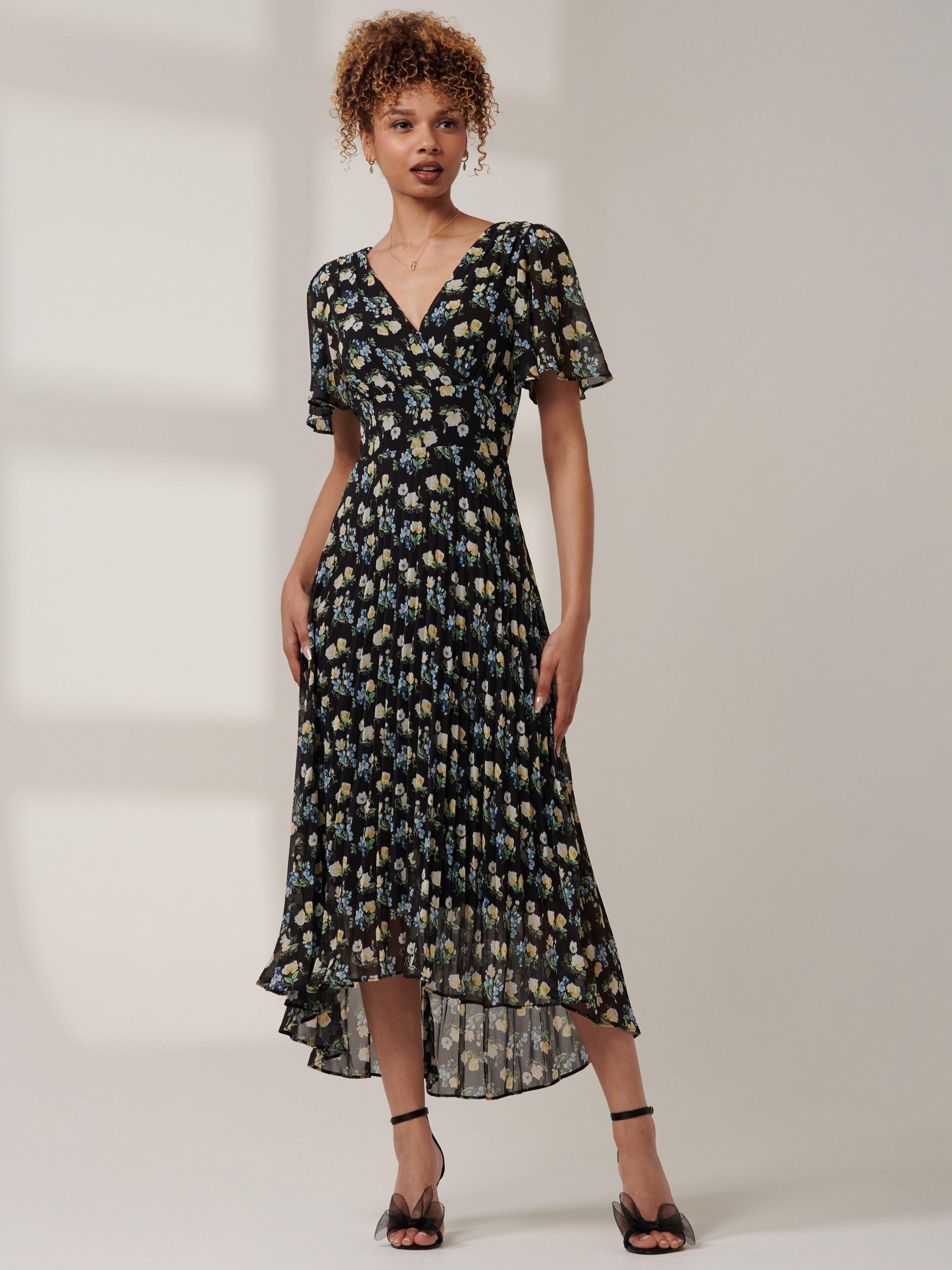 Product image 3 of 7, which shows Jolie Moi Meagan Floral Chiffon Maxi Dress, Black, 8