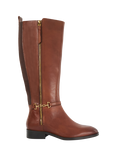 Dune London Taylyn Wide Fit Snaffle Trim Leather Knee High Boots, Tan