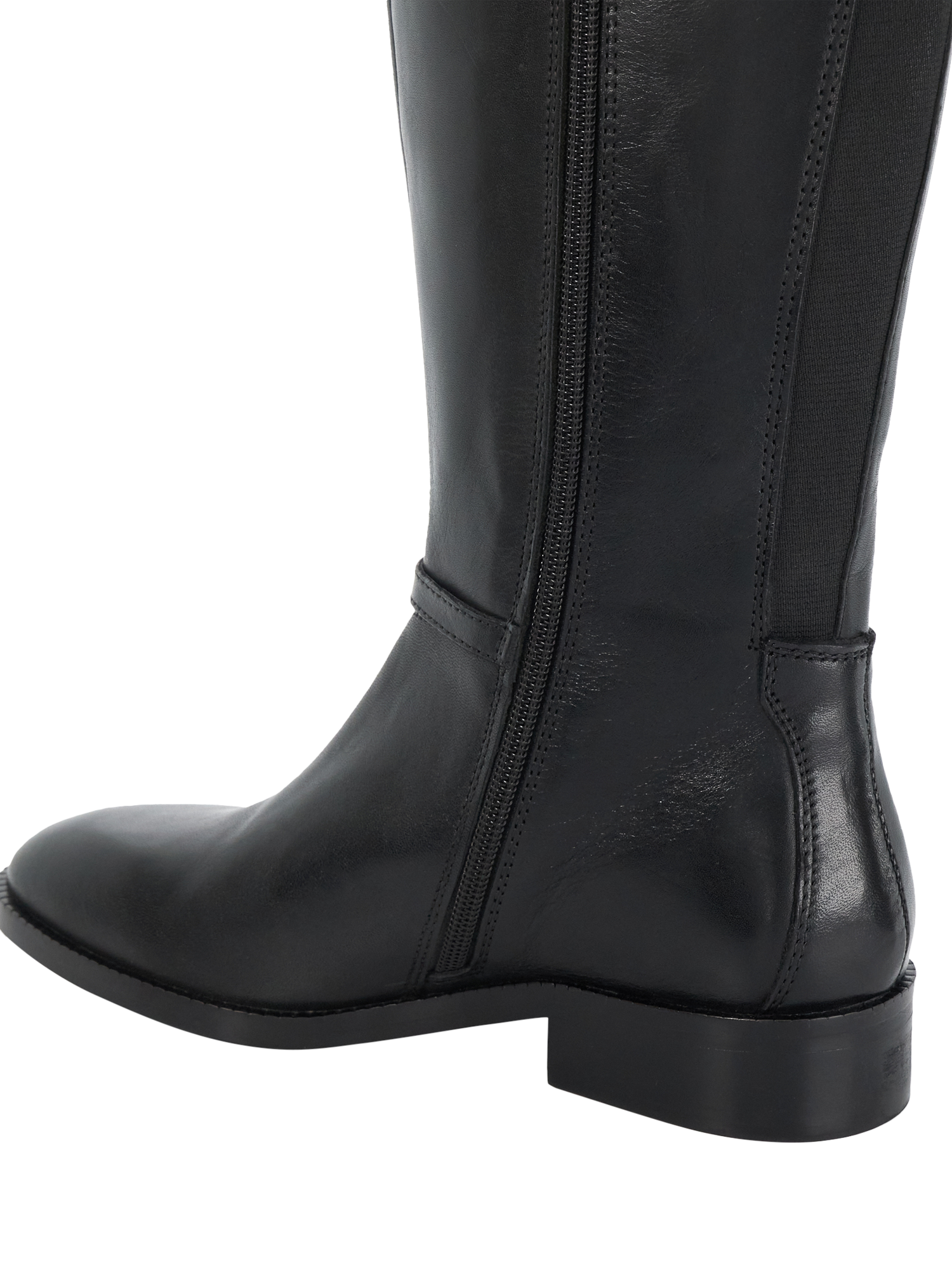Product image 6 of 6, which shows Dune Taylyn Wide Fit Snaffle Trim Leather Knee High Boots, Black, EU36