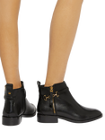 Dune London Wide Fit Parklyn Snaffle Trim Leather Ankle Boots, Black