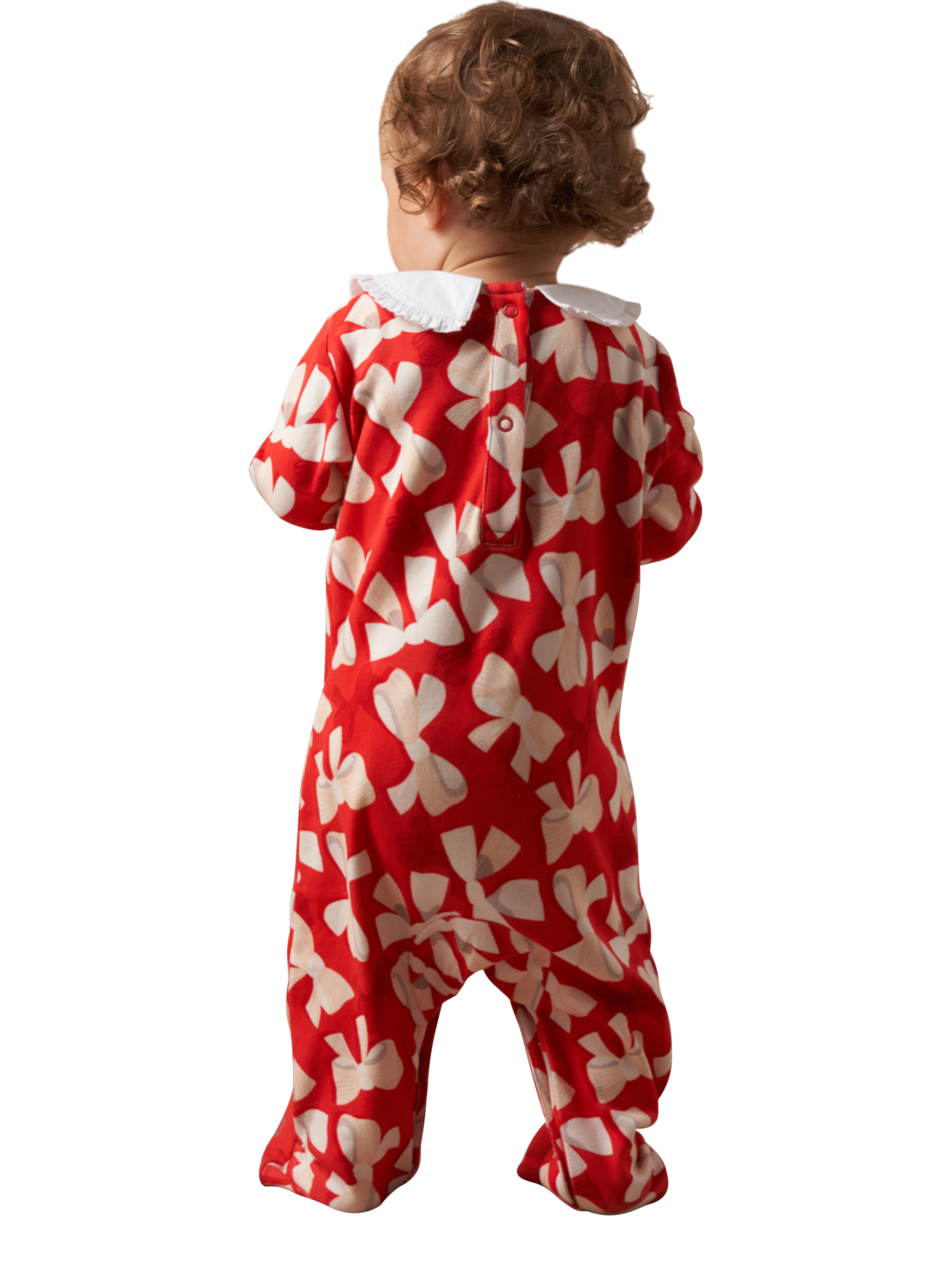Product image 2 of 7, which shows Angel & Rocket Baby Collar Babygrow, Red/Multi, 0-3 months