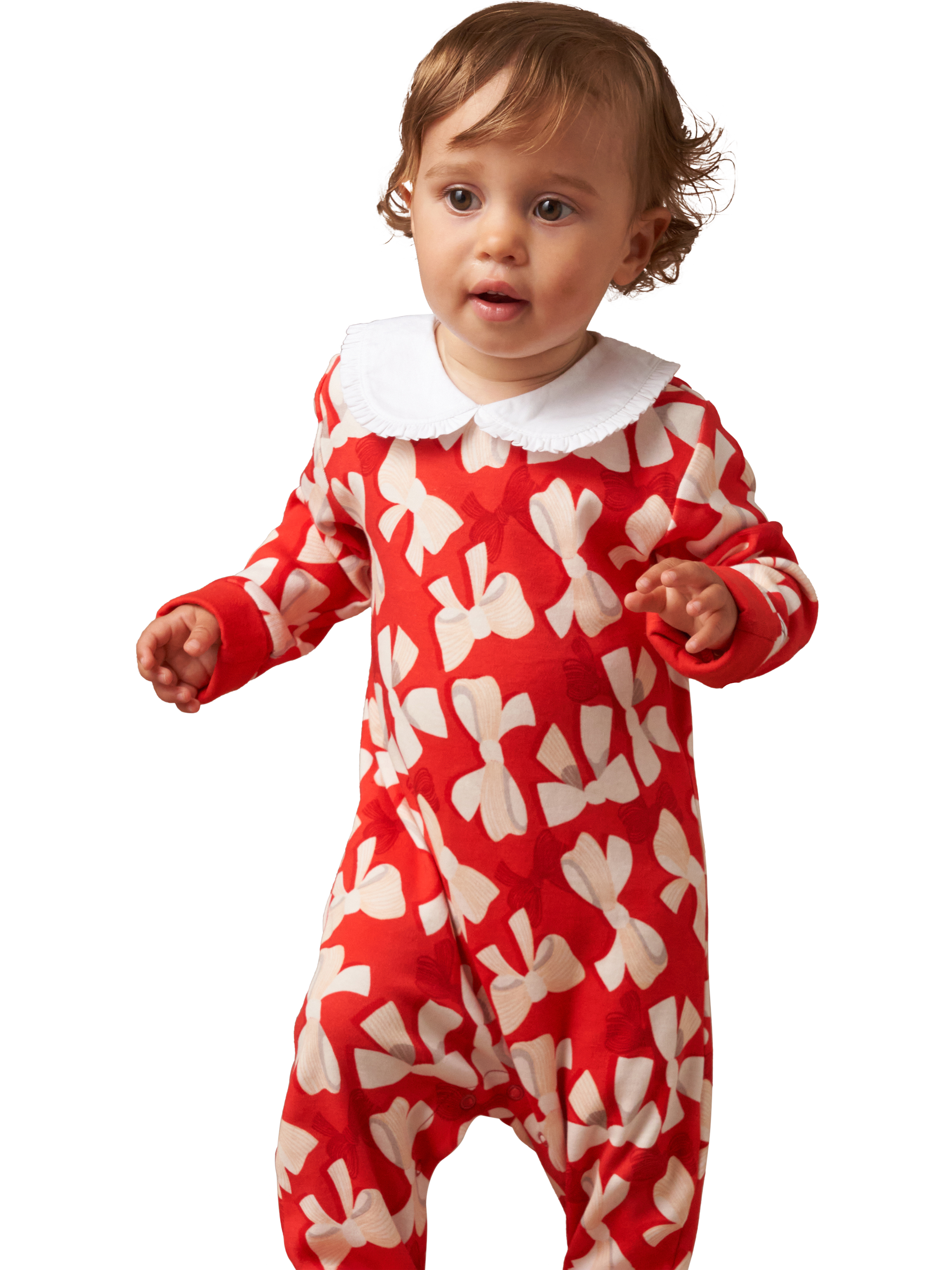 Product image 3 of 7, which shows Angel & Rocket Baby Collar Babygrow, Red/Multi, 0-3 months