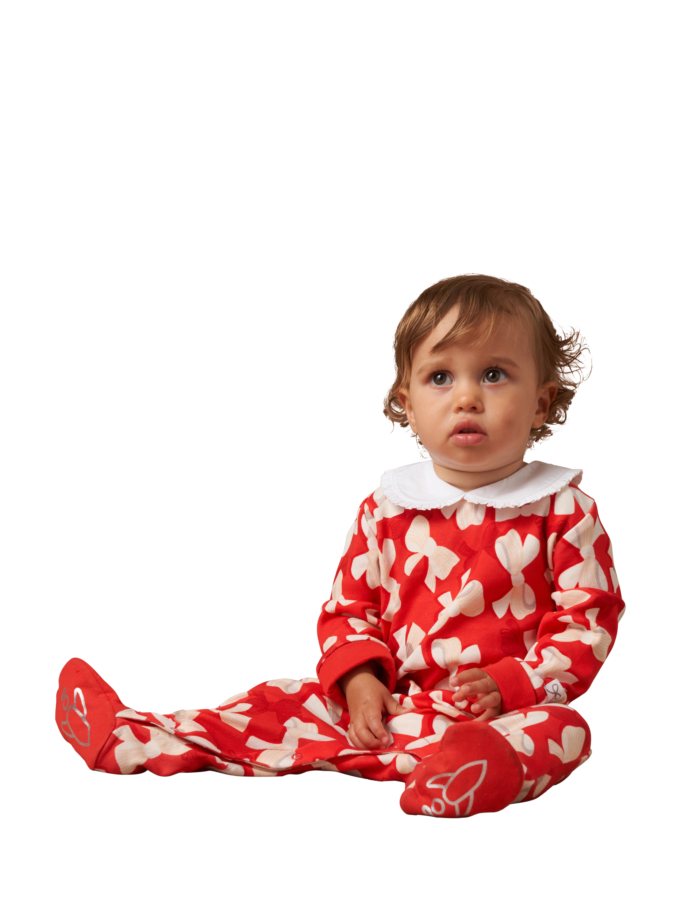 Product image 4 of 7, which shows Angel & Rocket Baby Collar Babygrow, Red/Multi, 0-3 months