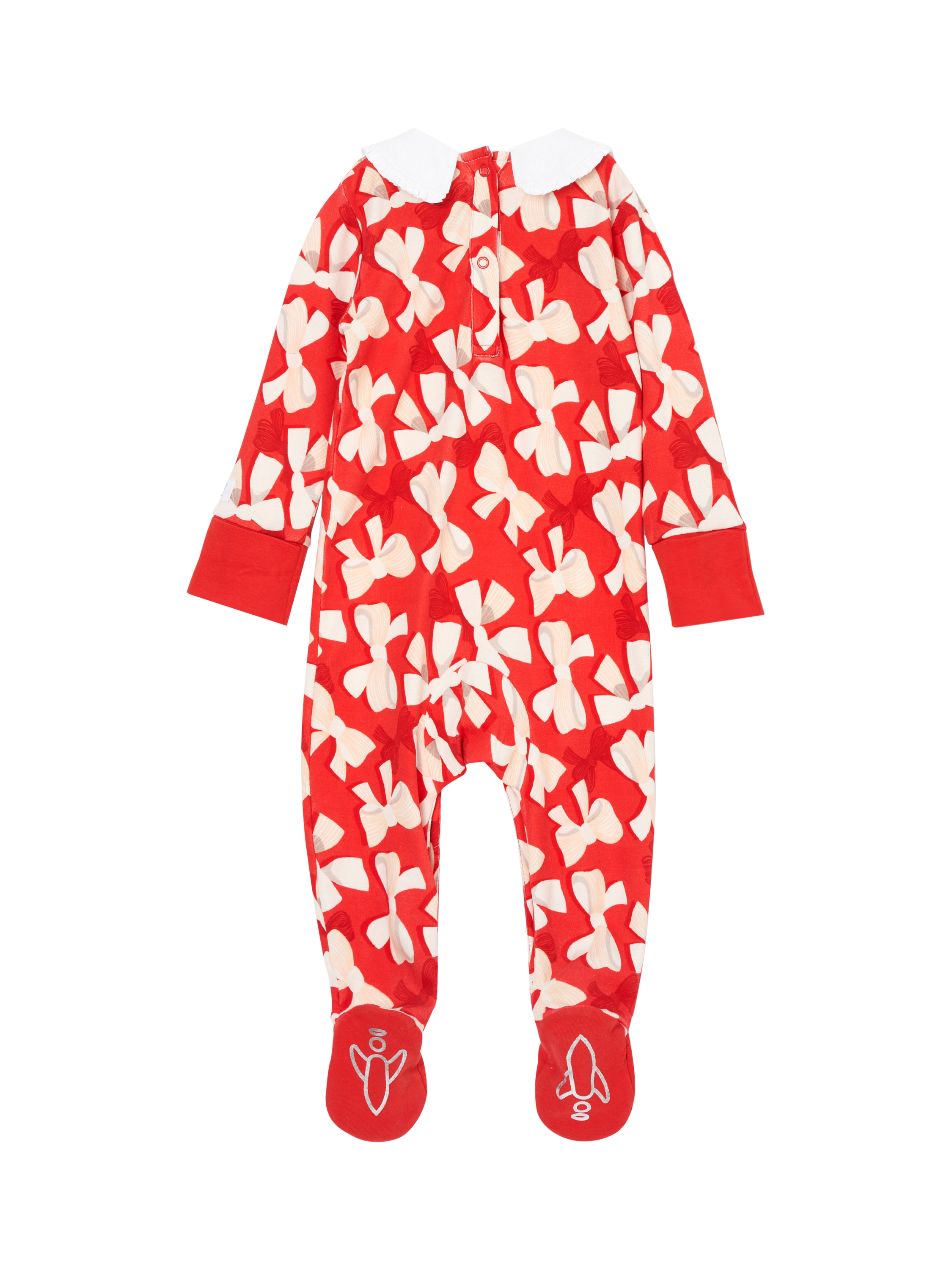 Product image 7 of 7, which shows Angel & Rocket Baby Collar Babygrow, Red/Multi, 0-3 months