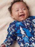 Angel & Rocket Baby Scandi Print Onesie With Hat, Navy