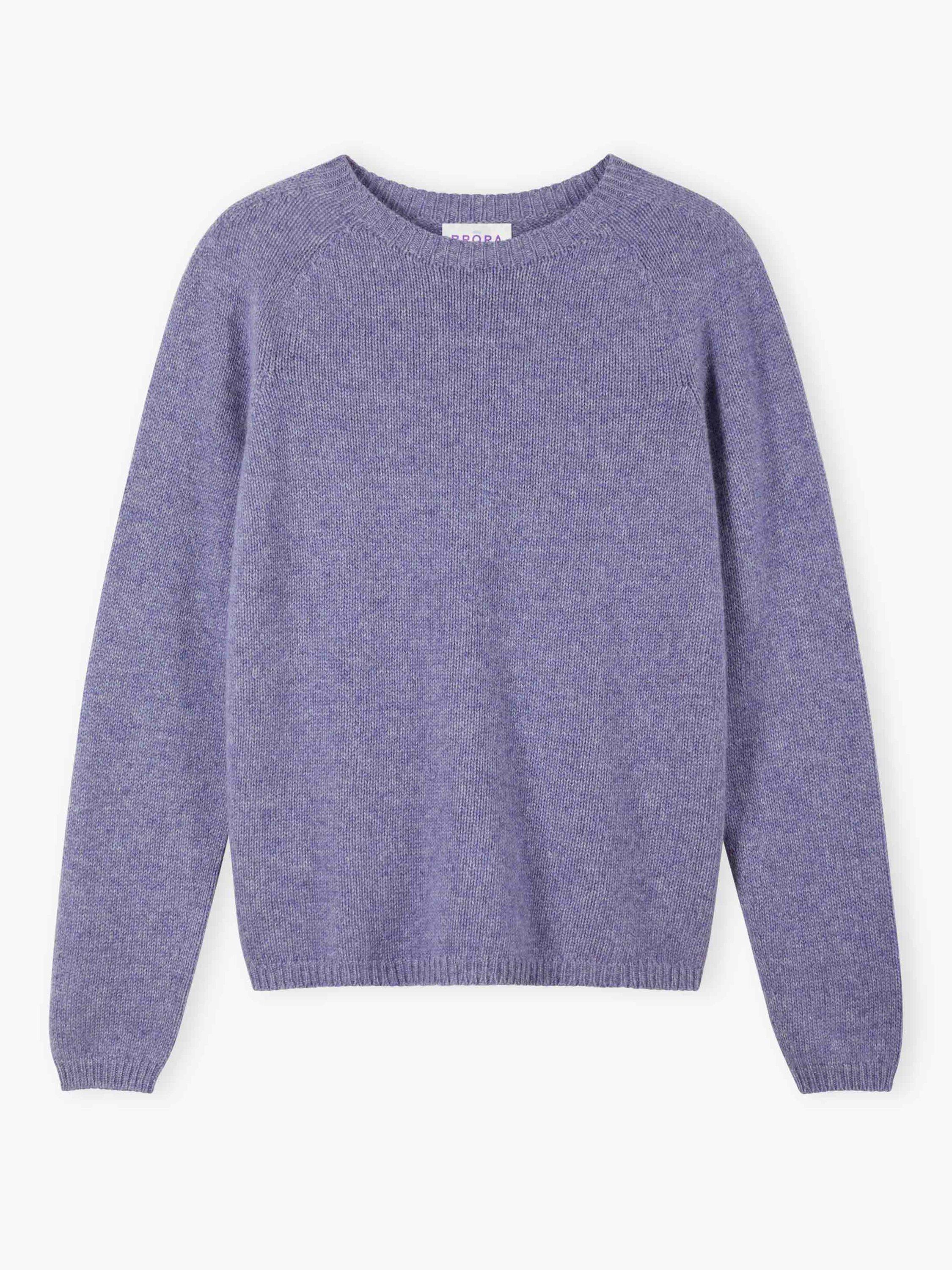 Brora Cashmere Round Neck Jumper, Iris, 12-14