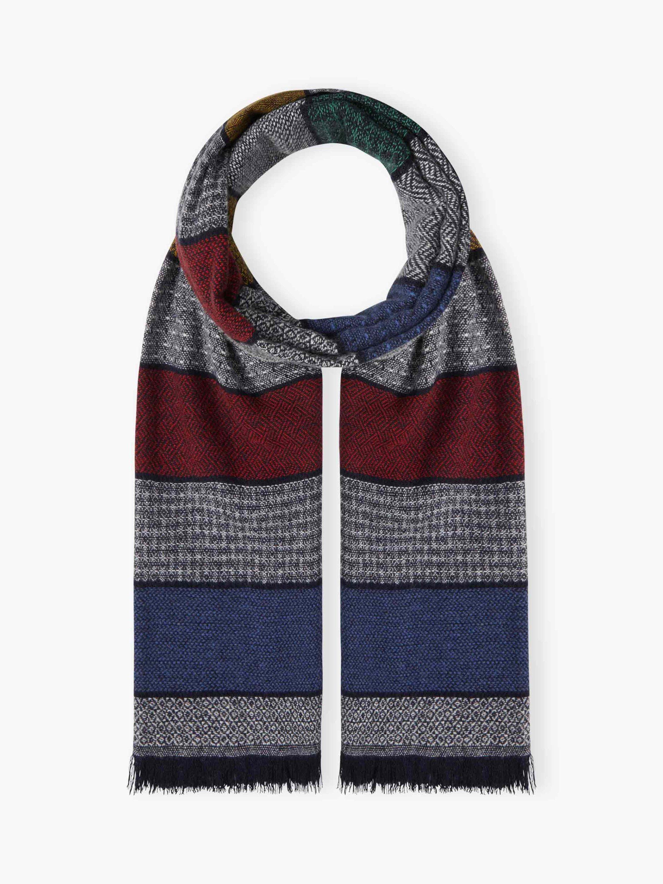 Brora Cashmere Patch Stole, Folk Stripe