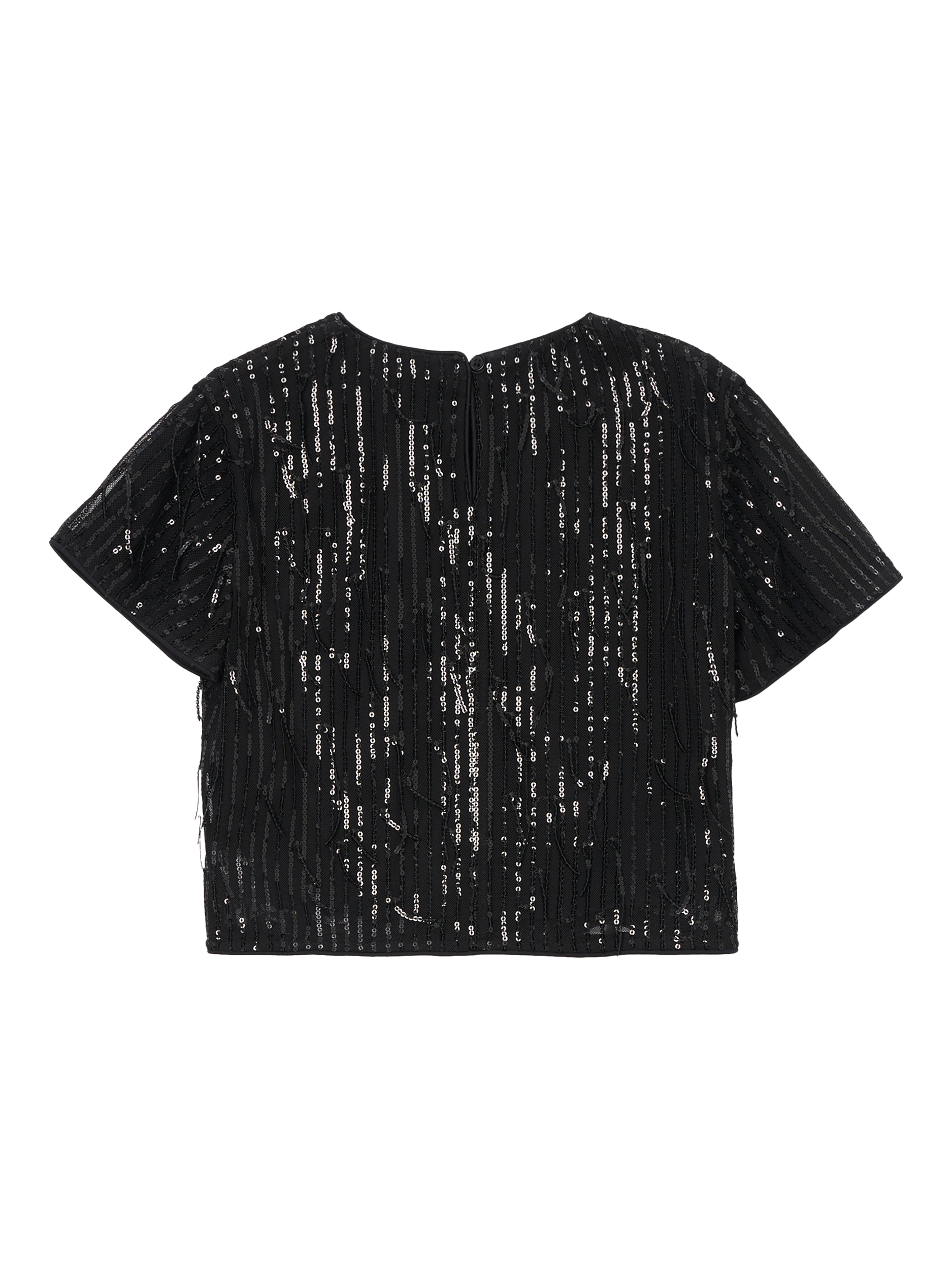 Product image 5 of 6, which shows Angel & Rocket Kids' Tassel Sequin Top, Black, 3 years