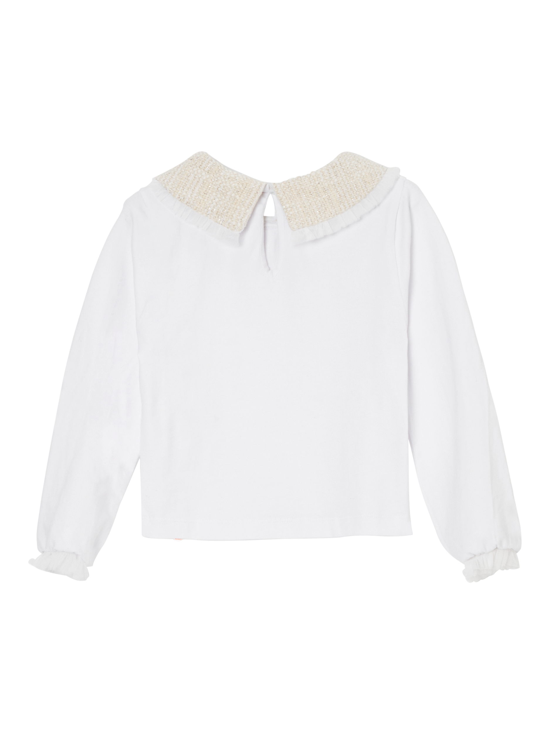 Product image 5 of 6, which shows Angel & Rocket Kids' Tweed Collar Top, Ivory, 4 years