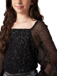 Angel & Rocket Kids' Star Mesh Top, Black