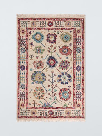 John Lewis Sumak Suzani Hand Knotted Floral Wool Rich Rug, Natural/Multi