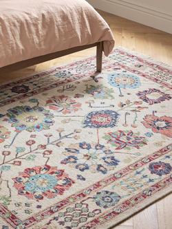 John Lewis Sumak Suzani Hand Knotted Floral Wool Rich Rug - view 2, Natural/Multi