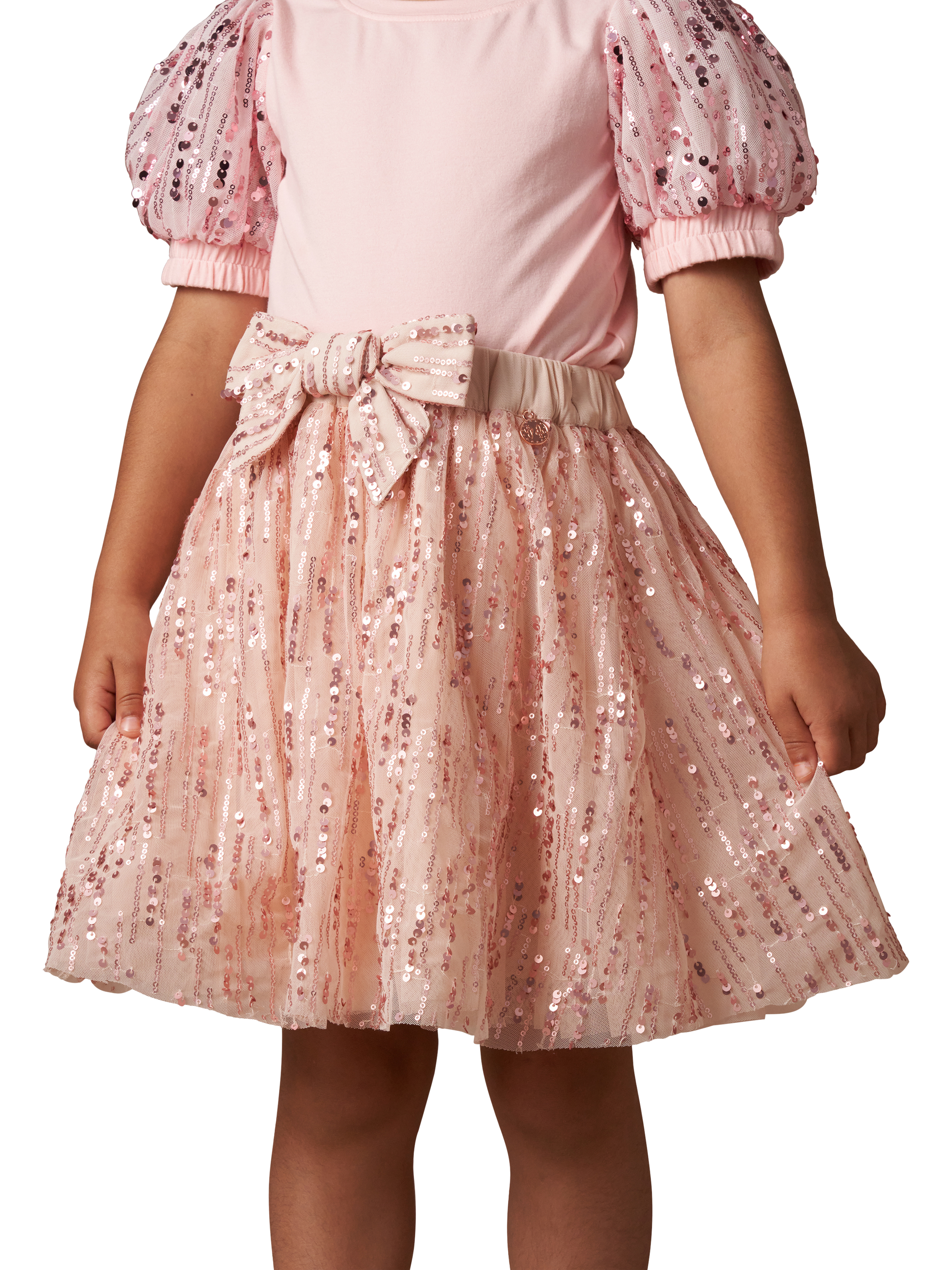 Product image 1 of 5, which shows Angel & Rocket Kids' Elle Sequin Skirt, Pink, 3 years