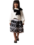Angel & Rocket Kids' Ribbon Bow Skirt, Black/White