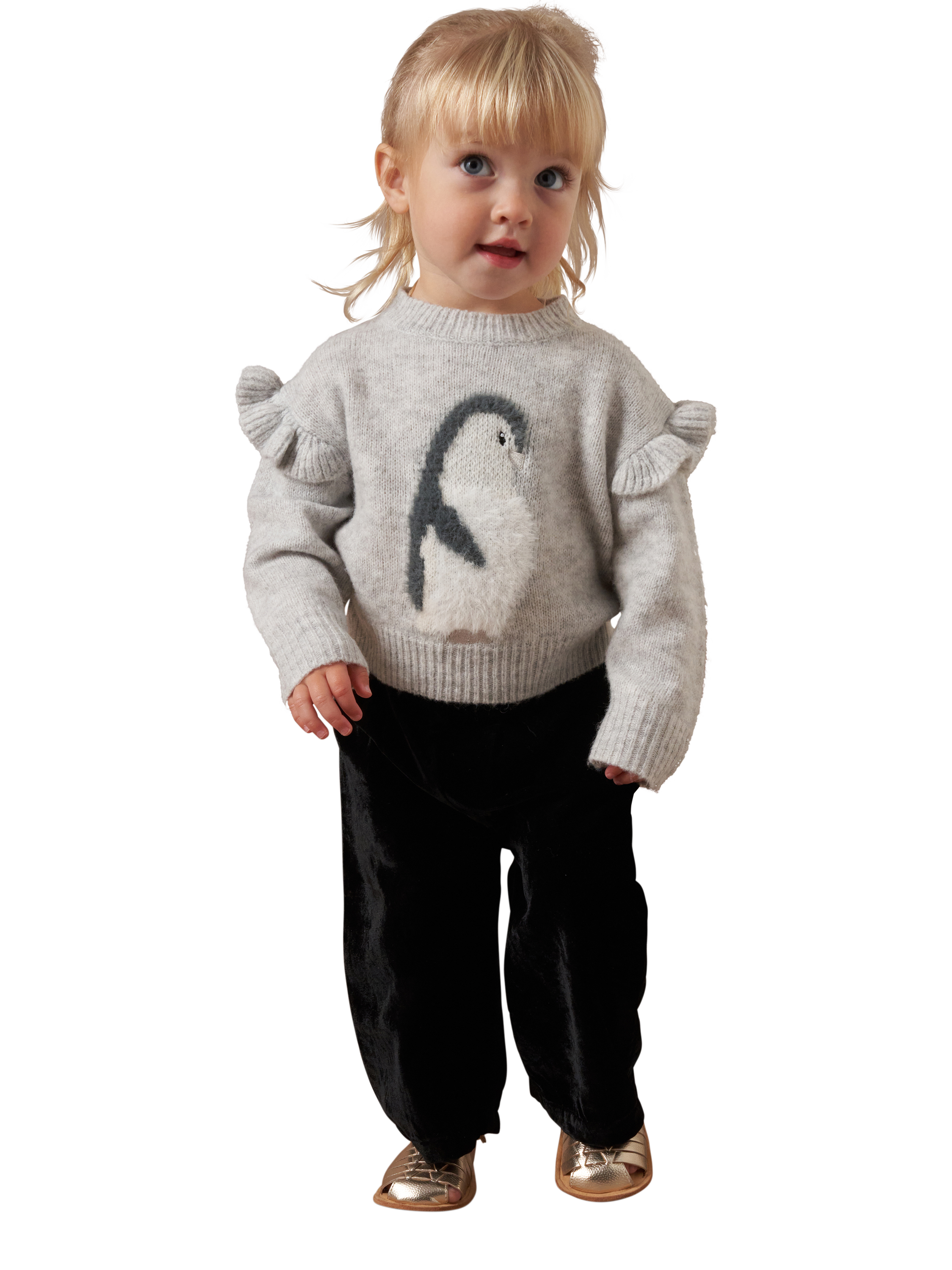 Product image 1 of 6, which shows Angel & Rocket Kids' Velvet Trousers, Black, 3-6 months