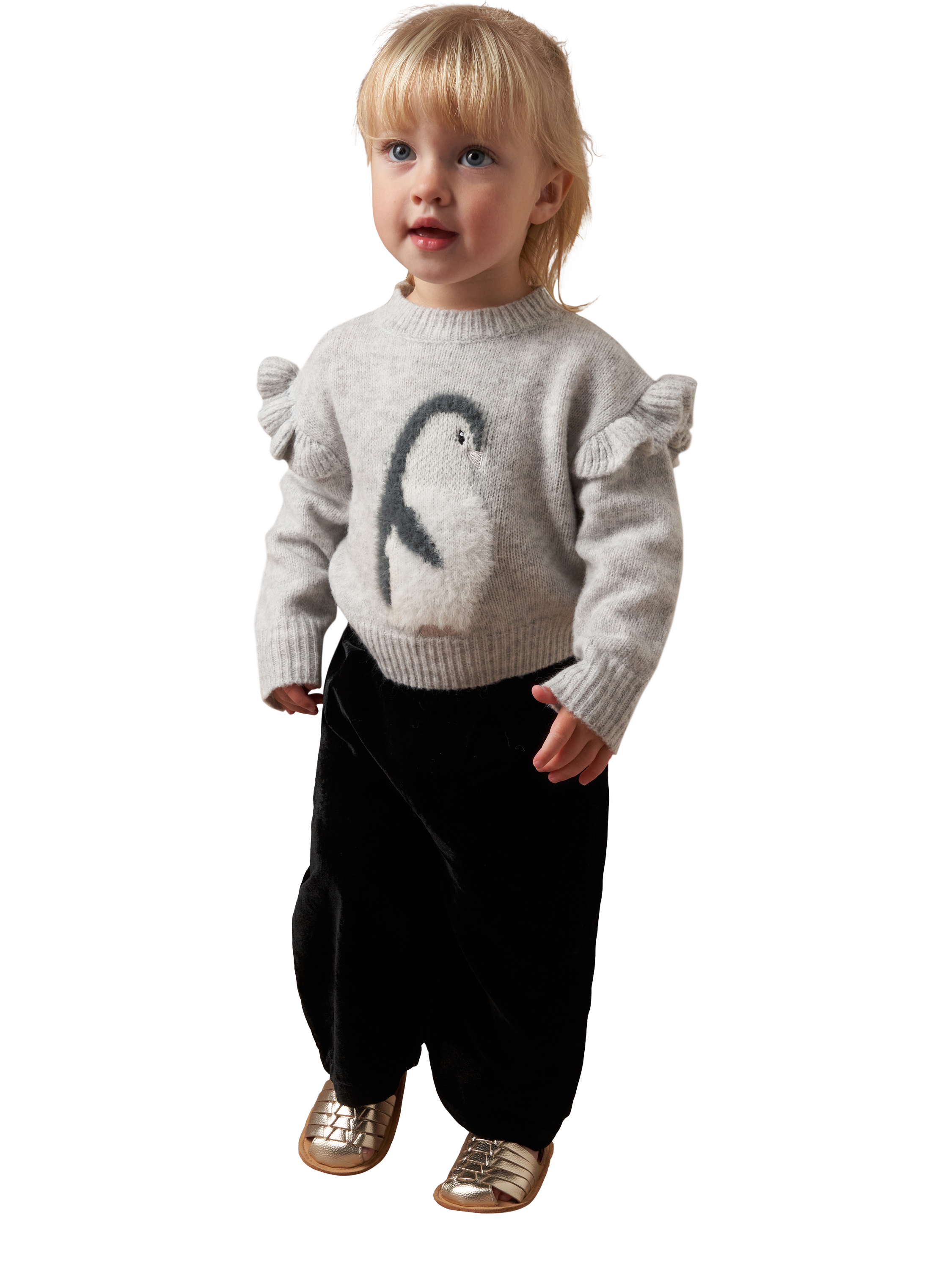 Product image 3 of 6, which shows Angel & Rocket Kids' Velvet Trousers, Black, 3-6 months