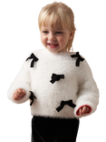 Angel & Rocket Baby Bow Fluffy Jumper, Ivory/Black