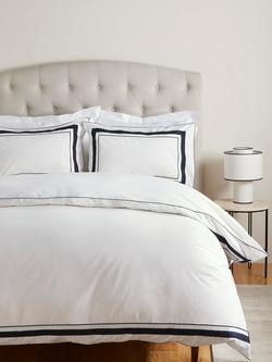 John Lewis Sloane 200 Thread Count Egyptian Cotton Border Duvet Cover Set - view 2, White/Multi
