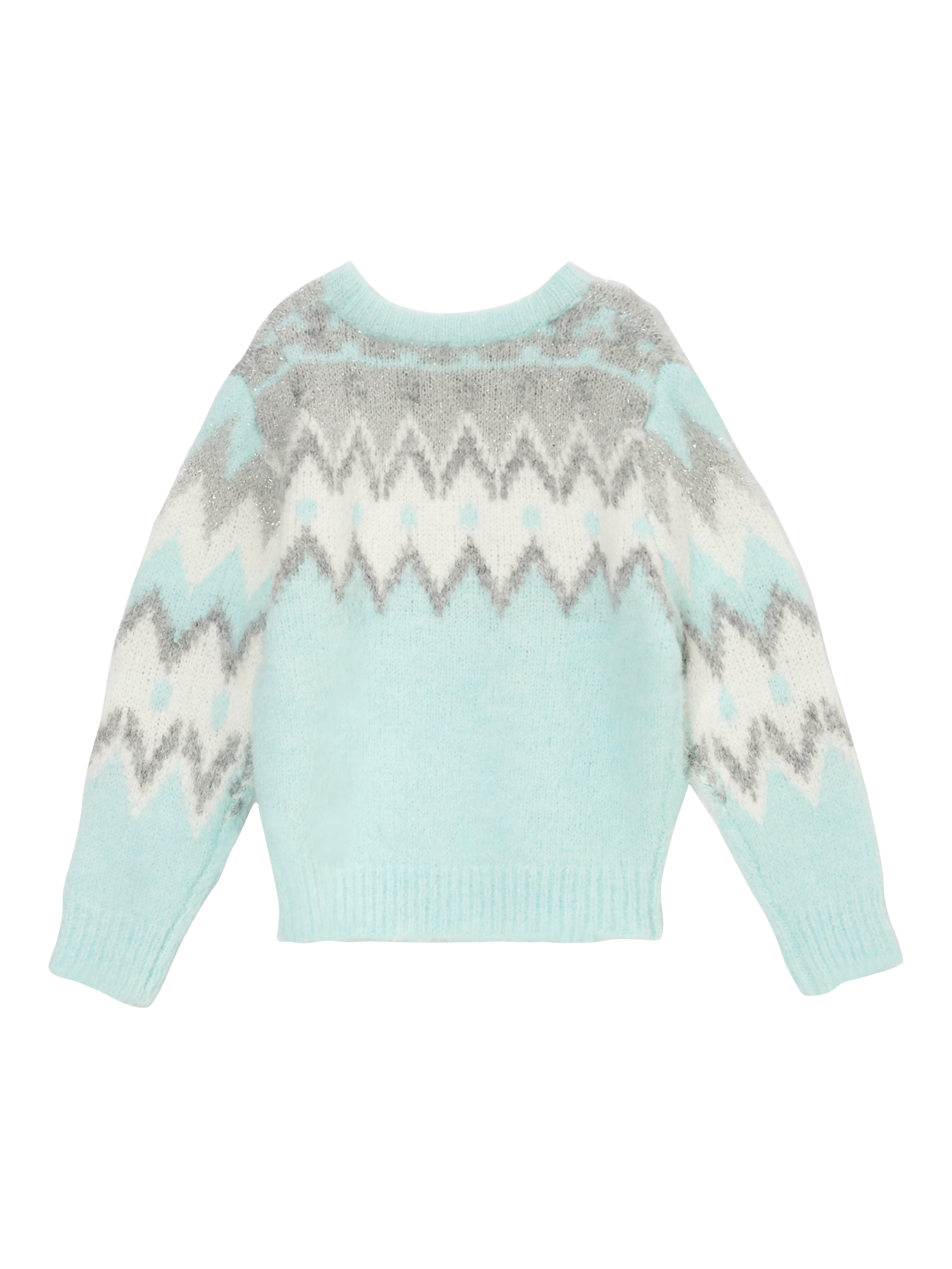 Product image 4 of 6, which shows Angel & Rocket Kids' Fairisle Jumper, Blue/Multi, 3-4 years