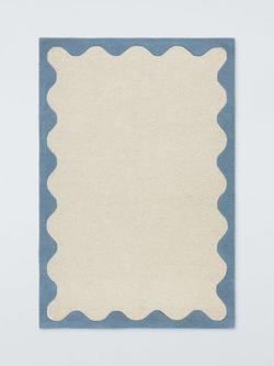 John Lewis Pure Wool Scallop Rug, Lake Blue