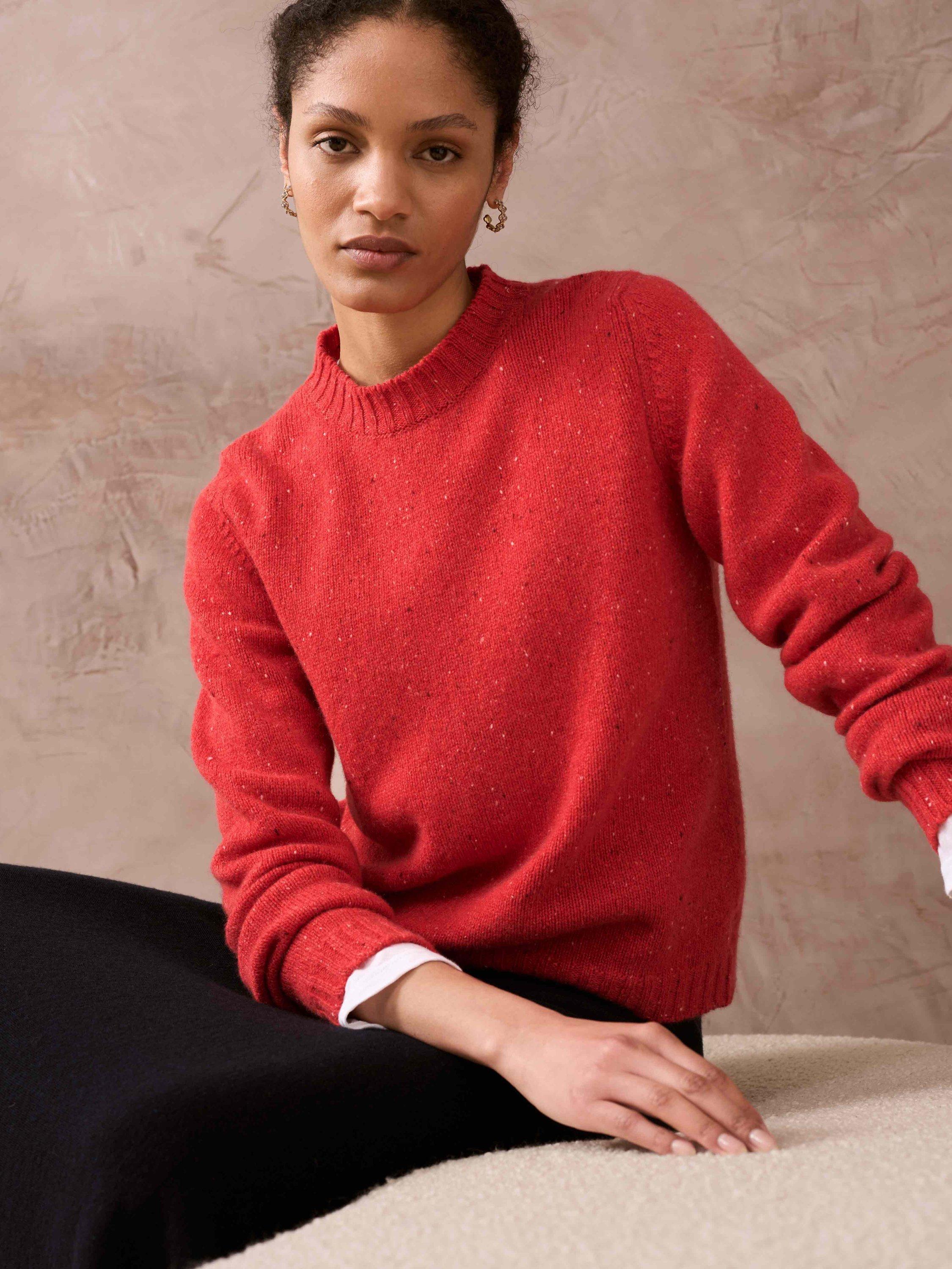 Brora Donegal Fleck Cashmere Jumper, Rosehip