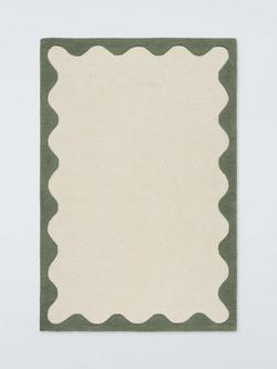 John Lewis Pure Wool Scallop Rug, Myrtle Green