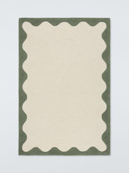 John Lewis Pure Wool Scallop Rug, Myrtle Green