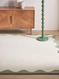 John Lewis Pure Wool Scallop Rug, Myrtle Green